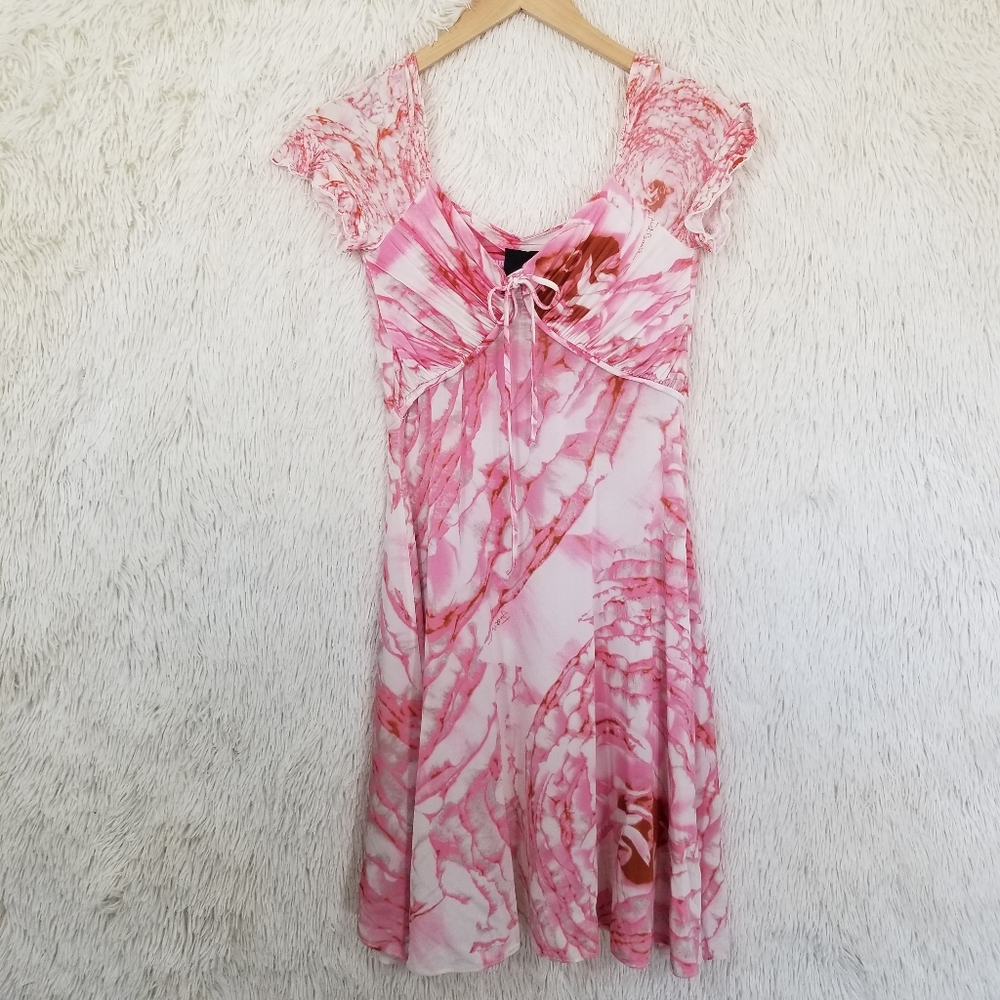 Just Cavalli slinky flowy pink marble print dress